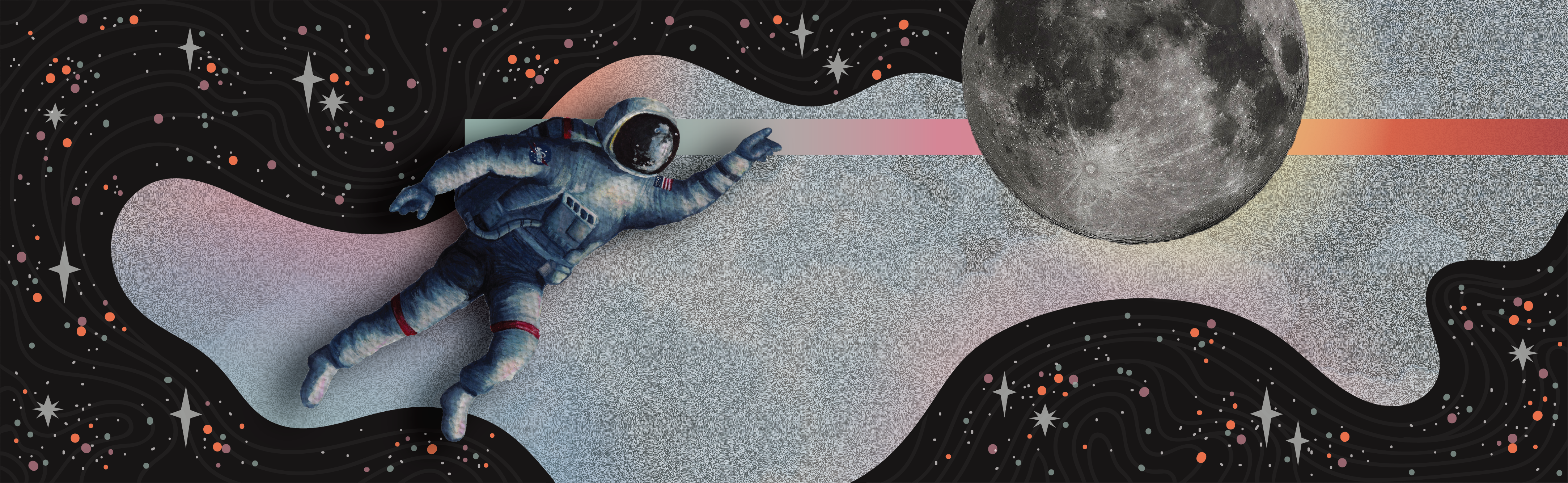 An astronaut reaches for the Moon